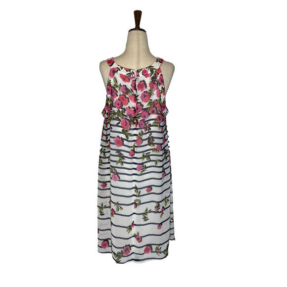 Betsey Johnson Floral Printed White A Line Halter Tank Mini Dress Lined Size 14 - Picture 5 of 9